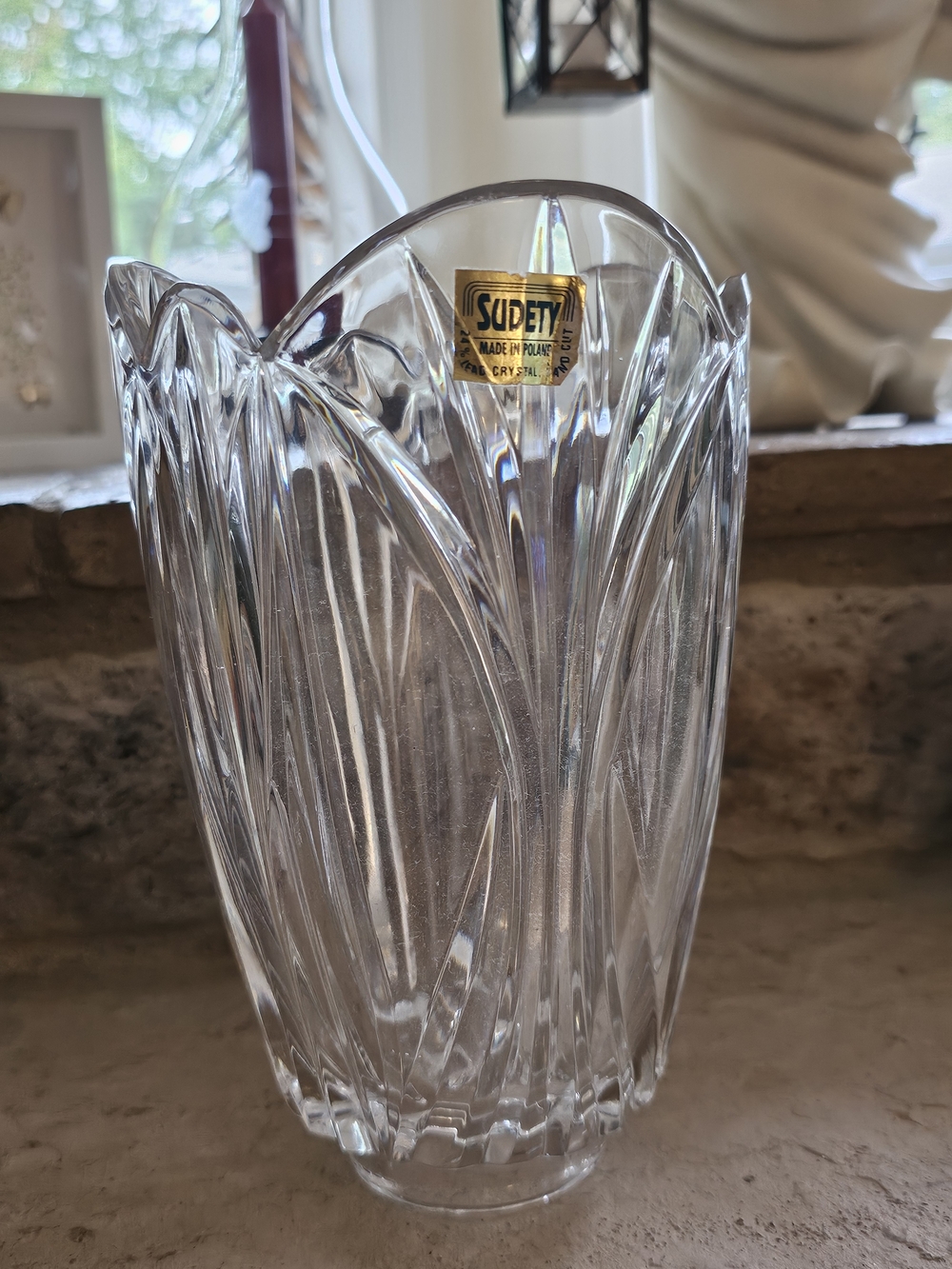 Lead Crystsl Vase From Sudety Glassworks, Poland